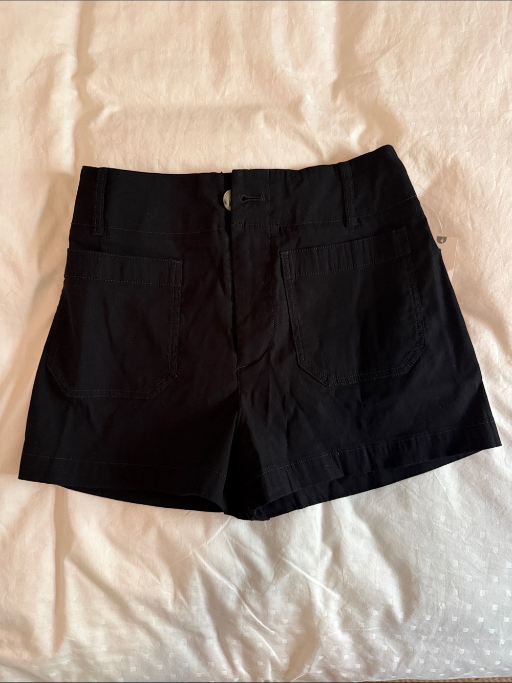 Maeve Black Bermuda Shorts with Front Patch Pockets